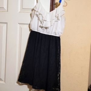 White with black lace dress Size small